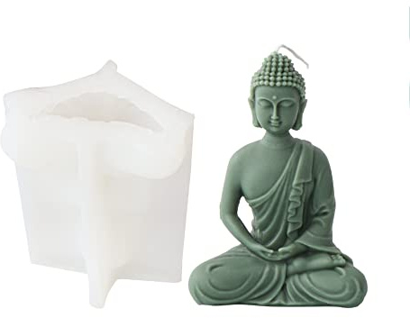 Xidmold 3D Buddha Figur Silikonform Kerzengießform Buddha Form Kerzenform Gipsform Seifenform Kerzen Buddha Gießform für Seife, Sojawachs Kerzen, Figur (D)