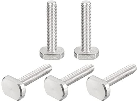 QUARKZMAN T-Ranura Perno, 5 uds M10x50mm T Ranura Inserción Perno Deslizantes Pernos 304 Inoxidable Acero T Forma Tornillos para T Carril