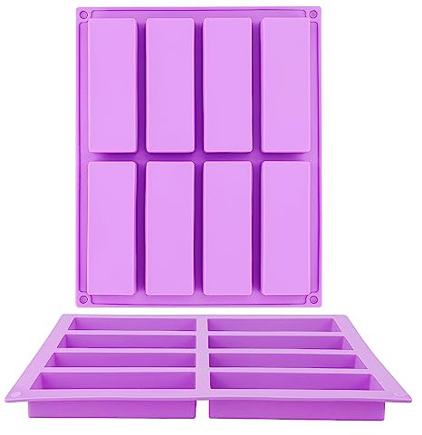 2 moldes rectangulares grandes de silicona para barra de granola de 8 cavidades, moldes de barra de nutrición/cereales, moldes de mantequilla, moldes de barra de chocolate, moldes para hornear, barra