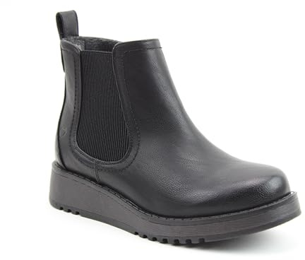 Heavenly Feet Rolo 2 Black Ankle Wedge Boots for Women UK – Lightweight Vegan Friendly Chelsea Boots with Memory Foam Footbed, Elastic Panel, Side Zip & Pull Tab, Fall Shoes Black Size 5