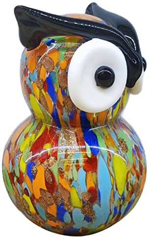 Abaodam Glas Eulenfigur Bunt Glasfigur Ornamente Wohnzimmer Deko Einzigartig Handgefertigt Stabil Desktop Schmuck Geschenk Für Frauen Haushalt Lampenschirm
