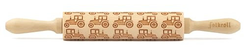 Folkroll Motiv-Teigrolle Traktor, medium, 37 cm, Nudelholz, Prägerolle, Muster, Rolle, Buchenholz, 893063