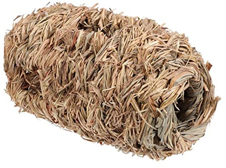 Housoutil Haustierbett Strohtunnel für Hamster Hamster-Versteck-Tunnel Kaninchenspielzeug Spielzeuge Naturstroh nach Hause Hamster-Verstecknest Weben Rennmaus Gang