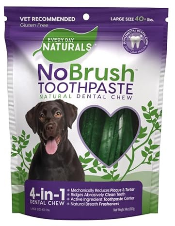 Every Day Naturals Dog Dental Chew, No Brush Toothpaste for Large Breeds, Freshens Breath, Unique Texture Helps Reduce Plaque & Tartar, 14 oz, 1 Pack