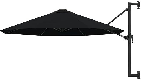 Tidyard Sonnenschirm Wandmontage mit Metallmast 300 cm Schwarz