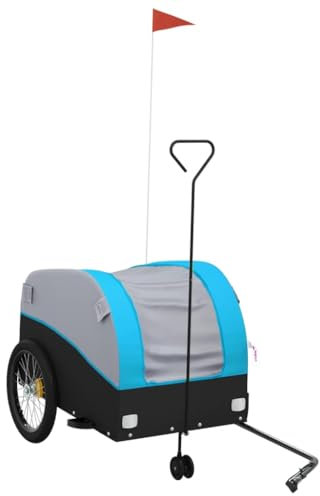 vidaXL Fahrradanhänger, Lastenanhänger für den Transport Schwerer Güter, Anhänger für Fahrrad, Radanhänger Transportanhänger, Schwarz Blau 45kg Eisen