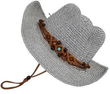 CLSSLVVBN Stilvoller Western Cowboyhut, unverzichtbar für Sommerspaß, Sommer Strohhut, gemischter Strand Cowboyhut für Damen, Cowboyhut 2023, Navy blau