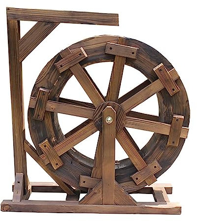 SnamicE Garten-dekoratives Wasserspiel, hölzerner Wasserrad-Brunnen, Wasserfall-Rad-Brunnen, Vintage-Land-dekoratives Wasserrad für den Garten (Größe: 50 cm (19,7 Zoll)) (80 cm (31,5 Zoll))