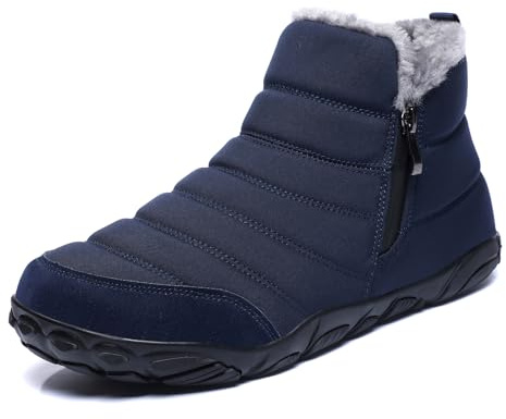 Hanani Barefoot Botas de Nieve Zapatos Invierno Hombre Mujer Forro Cálido Resistente al Agua Caliente Antideslizante Cómodas y Abrigadas Casuales Minimalistas Boots Botines de Nieve Unisex Azul EU44