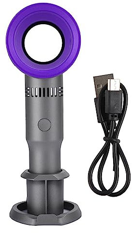 flexman Bladeless Handheld Fan, 3 Speed Mini Portable USB Rechargeable Fan, Non Blade Desk Personal Fan with Detachable Mobile Phone Stand for Home Outdoor Office (Purples)