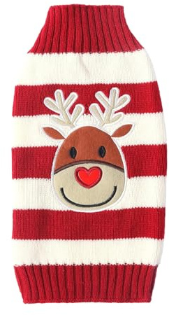 Weihnachten Hund Pullover, Winter Warmer Hund Katze Pullover Kleidung Haustier Mantel Kostüm Strickpullover Hund Rot, Hundekostüm Weihnachten für Kleine Mittel Hunde (Rot, XS)