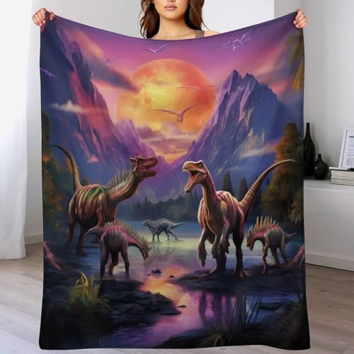 AAPZY Dinosaurier Flanell Fleece Decke, Kuscheldecken, Superweiche Leichte Flannel 3D Für Couch Bett Flauschige Wohndecke （130×180cm）