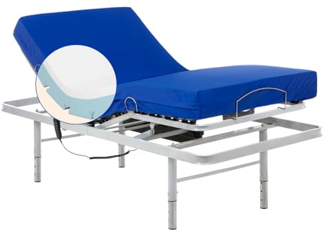 Geriafy - Lattenrost elektrisch verstellbar mit verstellbaren Füßen und viscoelastischer Matratze (90x200)