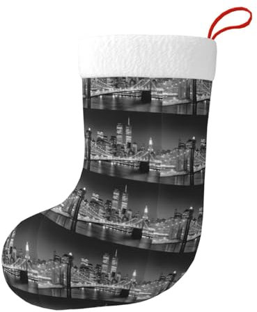 Hgbbdyyjj New York Weihnachtsstrümpfe für Herren und Damen, Weihnachtsstrümpfe, weiches Polyester, dekorative Socken, Schwarz , Einheitsgröße