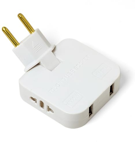 1 Pcs Prise Plate avec 2 Prises 220V et 2 USB, Connexion Pivotante 180°