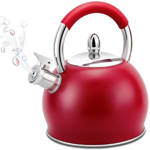 Bouilloire sifflante 3 L en acier inoxydable(Rouge)