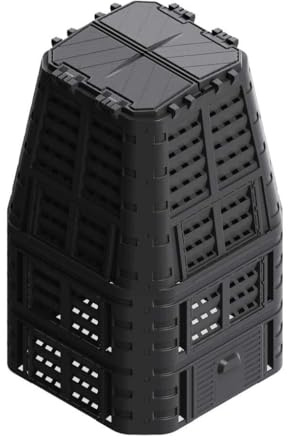 Item-Garden Composter nero 93,3 x 93,3 x 146 cm 1000 l, prato e giardino, giardinaggio, compostaggio, compostaggio
