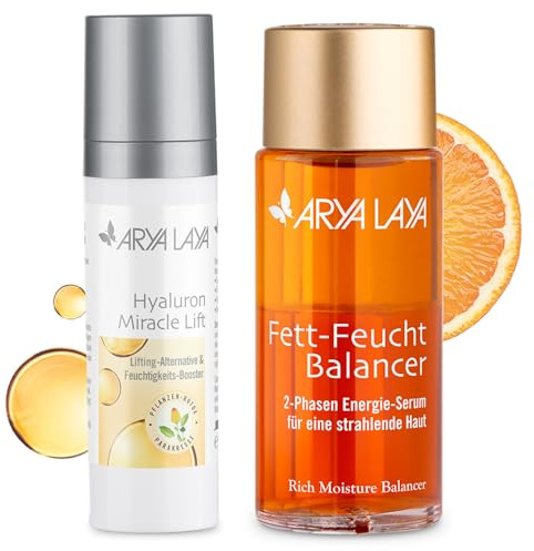ARYA LAYA Naturtalente Kombipack, 30 & 50 ml | Attraktives Bundle: Fett-Feucht Balancer Klassiker, 50 ml & Hyaluron Miracle Lift, 30 ml