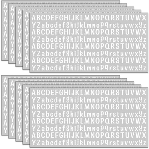 2080 Stücke Buchstaben Aufkleber Kleine 13 mm, 10 Blätter Selbstklebende Buchstaben Zahlen Sticker, Klebebuchstaben Wetterfest Vinyl Alphabet für DIY Scrapbooking, Grußkartendekoration (Weiß)