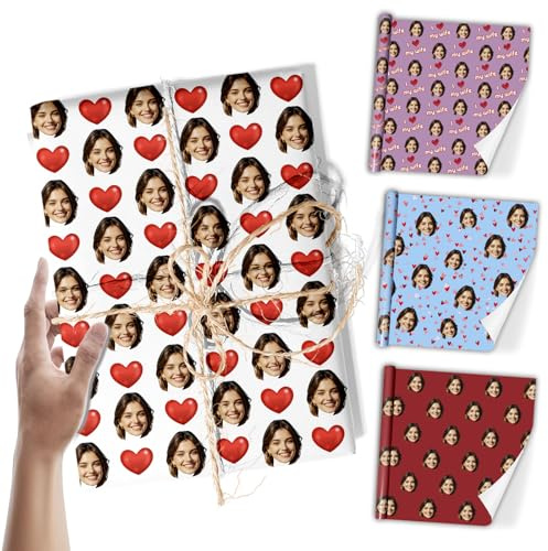 Personalisiertes Geschenkpapier Geburtstag, Personalisierte Geschenk Rollen Papier mit Foto Text, 74 x 51 cm Personalisierte Geschenkpapier Rolle für Geburtstag, Muttertag, Vatertag