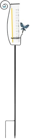 Pluviomètre d'extérieur – Jauge de pluie décorative précise et résistante au gel | Instruments météorologiques pour allée au sol | Jauge de pluie sur piquet de jardin avec support en fer et décoration