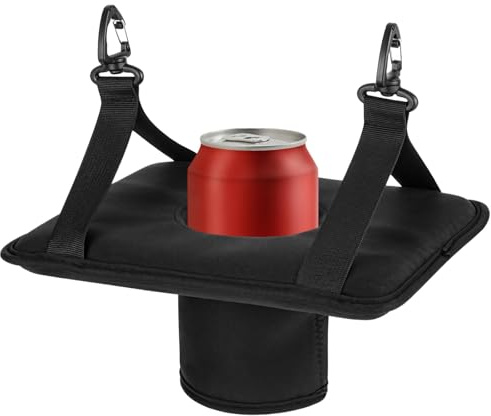 Hängematten-Getränkehalter, schwarzer hängender Getränke-Organizer für Outdoor, Hof und Pool, Nylon, ideal für Flaschen, Dosen und Tassen, perfekt für Frühlingsaktivitäten