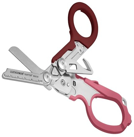 Leatherman Raptor Rescue, Himbeerrose mit Utility Holster | Klappschere mit Gurtschneider & Glasbrecher, Für Profis, Sanitäter, Feuerwehr