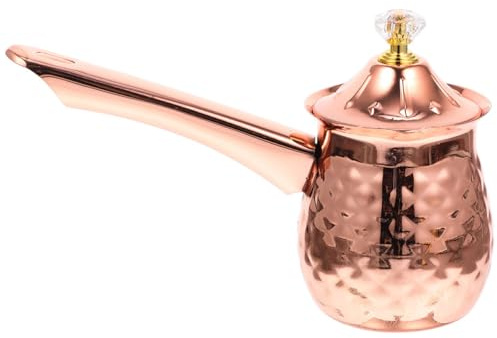 SHINEOFI Turkish Stainless Steel Milk Frothing Jug 600Ml Rose Gold Coffee Pouring Pot with Anti-Scald Handle for Home and Cafe Use