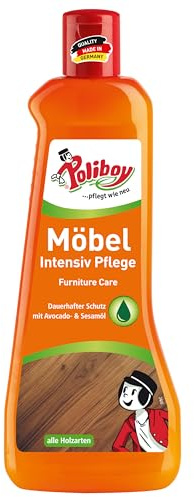 POLIBOY Möbel Intensiv Pflege - Pflegemittel für lackiertes Holz - schützende und auffrischende Holzpflege - farbneutral - 1x 500ml - Made in Germany