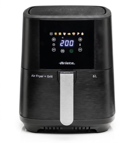 Ariete 4626/10 Friggitrice ad aria 6L, 1300 W, Capacità 6L, Capacità di cottura 2,5kg, 8 programmi preimpostati, Temperatura fino a 200°, BPA Free, Nero