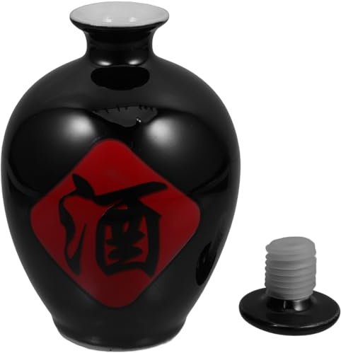 SECFOU Decanter per Liquori in Ceramica Sigillato 500ml, Barattolo per Vino Cinese Artigianale, Bottiglia per Conservazione Liquori Casa e Feste