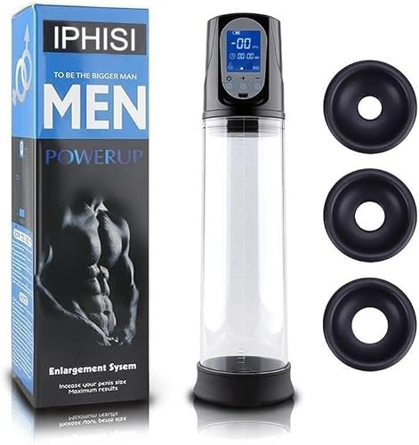 Men's Handheld Enlargement Vacuum Pump Massager with ED Screen Men's Enhancer Vacuum Air Pump Smooth Toys, Electric Men's Muscle Pump for Relax Exercise Soft Rubber