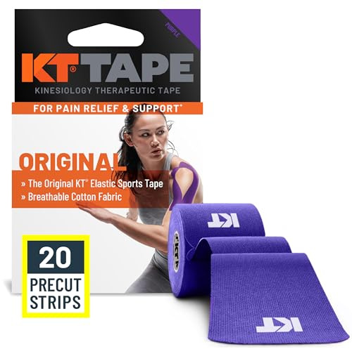 KT Tape, Original Cotton, Elastic Kinesiology Athletic Tape, 20 Count, 10” Precut Strips, Purple