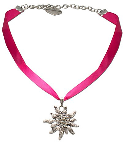 Alpenflüstern Satin-Trachtenkette Strass-Edelweiß - Damen-Trachtenschmuck Dirndlkette in traditionellen Farben DHK115
