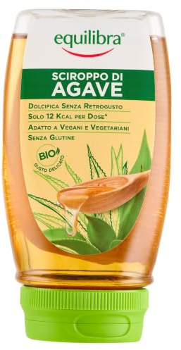 equilibra Integratori Alimentari, Sciroppo D'Agave, da Usare come Dolcificante per Bevande o Ingrediente per Dolci e Dessert, Bio e Senza Glutine, Gusto Delicato, 350 g