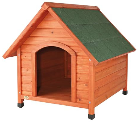 TRIXIE wetterfestes und frei justierbares Hundehaus natura Hundehütte Cottage Satteldach, M–L: 83 × 87 × 101 cm, braun- 39532