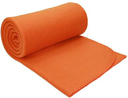 Betz Fleecedecke 130x170 cm 180g/m² – Weiche Wohndecke & Kuscheldecke – Flauschige Sofadecke als Tagesdecke – Leicht, wärmend & pflegeleicht – Farbe Orange