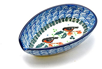 Polish Pottery Spoon Rest - Red Robin