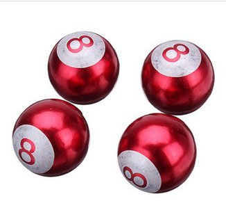 Tutoy 4pcs Pool 8 Ball Universal Car Bike Tire Valve Stem Caps Cover Wheel Rims - Red
