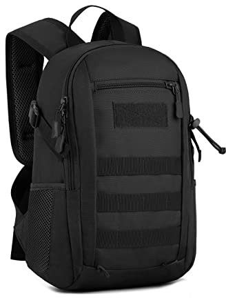 HUNTVP Militär Rucksack 20L Bundeswehr Rucksack Taktischer Rucksack Herren Klein Wanderrucksack mini Rucksack Molle Daypack Schulrucksack Laptoprucksack für Sport Reise Wandern Camping (20L-Schwarz)