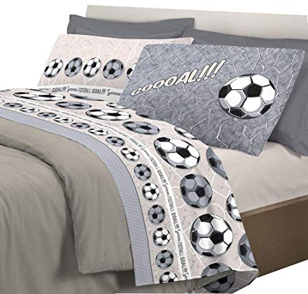 IlGruppone Completo letto lenzuola, stampa digitale calcio 100% cotone, made in italy - Grigio - Matrimoniale