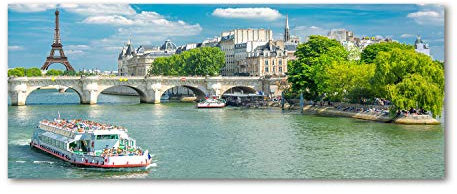 Tulup Leinwandbild - Wandkunst - Drucke auf Leinwand - Leinwanddruck -125x50 cm - Sehenswürdigkeiten & Architektur - Mehrfarbig - Seine Paris