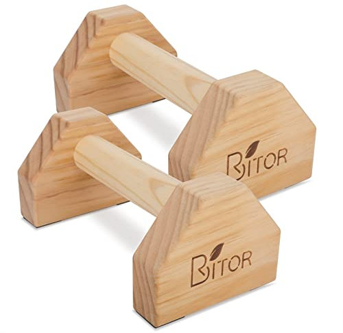 BRITOR Wooden Parallettes Gravity Fitness, Mini Handle Pumps, Push Ups for Fitness, Gymnastics, Aerobics, Bodybuilding-Non-slip and Durable