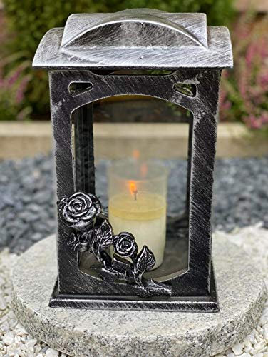 Garden Paradies, lampada tombale fatta a mano, con motivo tombale, decorazione tombale, candela inclusa