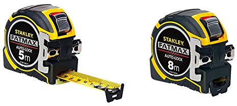 STANLEY XTHT0-33671 - Flexómetro AutoLock 5m x 32mm, gancho XL magnético + XTHT0-33501 - Flexómetro AutoLock 8 metros x 32mm, gancho XL magnético