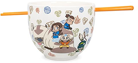 Surreal Entertainment Avatar: The Last Airbender Japanisches Keramik-Geschirr-Set, inkl. Ramen-Schüssel und Keramik-Essstäbchen, asiatisches Essgeschirr-Set für Zuhause, Küche
