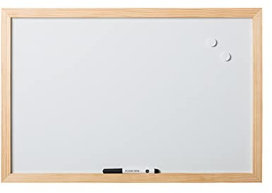 Bi-Office Magnettafel Optimum, Whiteboard, trocken abwischbar, Rahmen aus Kiefernholz MDF, 60 x 45 cm