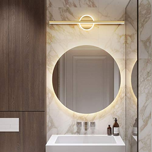 LANMOU LED Spiegelleuchte Badezimmer Wandlampe Modern, IP44 Wasserdicht Bad Spiegellampe Gold/Schwarz Badleuchte, 3 Farbtemperatur, Acryl Badlampe Für Kosmetikspiegel,Gold Round,60CM/13W