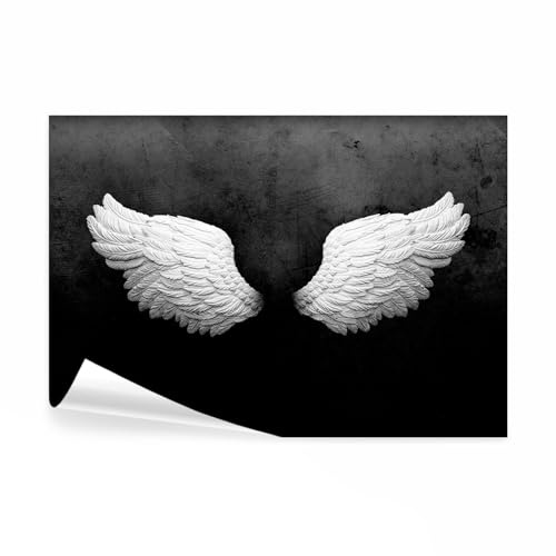 decomonkey Fototapete Flügel 350x256 cm Tapete Fototapeten Vlies Tapeten Vliestapete Wandtapete moderne Wand Wandbild Schlafzimmer Wohnzimmer Schwarz Abstrakte Kunst