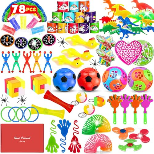 WAKSOX Mitgebsel Kindergeburtstag Mitgebsel Set 78 Stück, Kindergeburtstag Gastgeschenke Mädchen Jungen, Kinder Give Aways, Party Mitgebsel Gastgeschenke Zubehör Deko für Partybeutelfüller